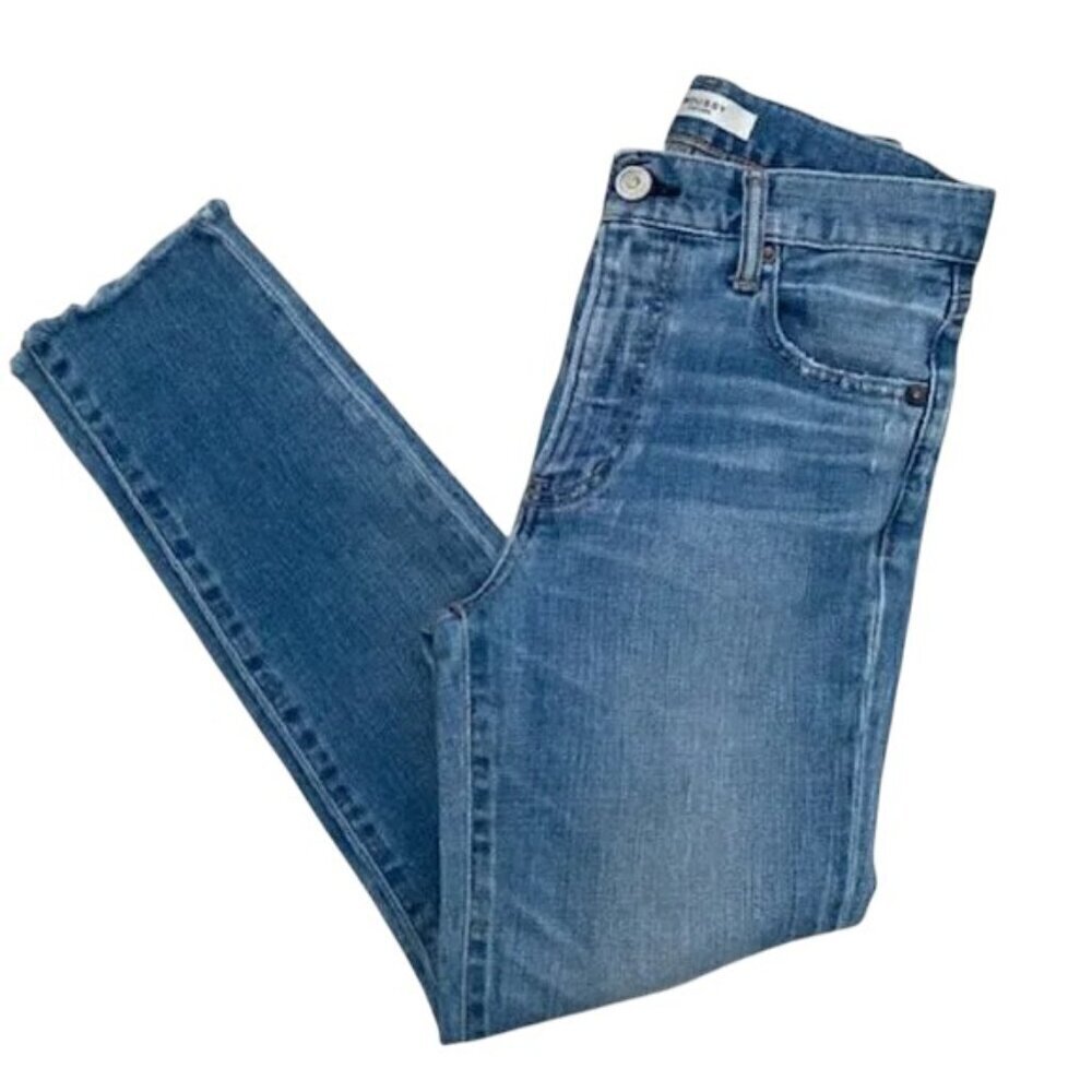 MOUSSY Vintage Mid Rise Tapered Leg Distressed Denim Blue Jeans 26